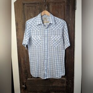 Vintage Ash Creek Pearl Snap Shirt Plaid Western Short Sleeve Cowboy | Men's M